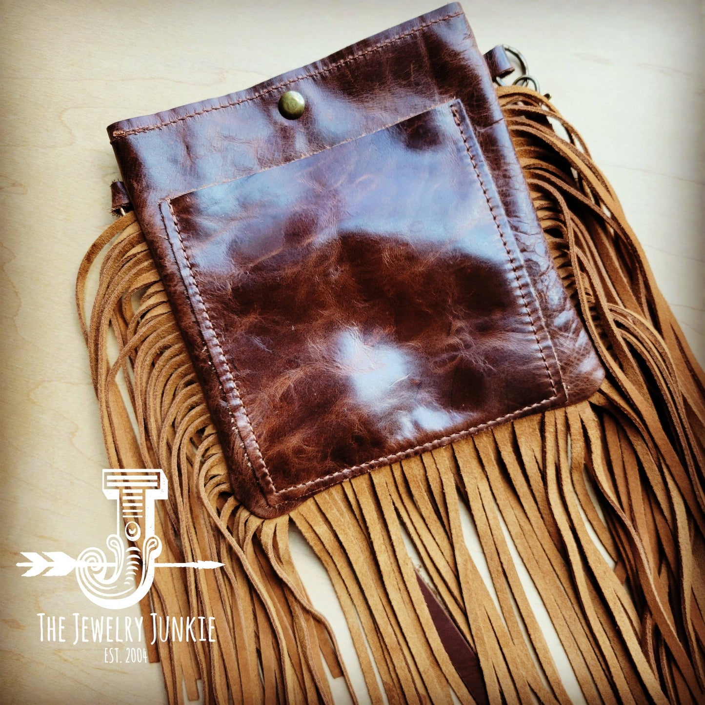 MEDIUM Crossbody Handbag Brown Laredo Leather Fringe 511p