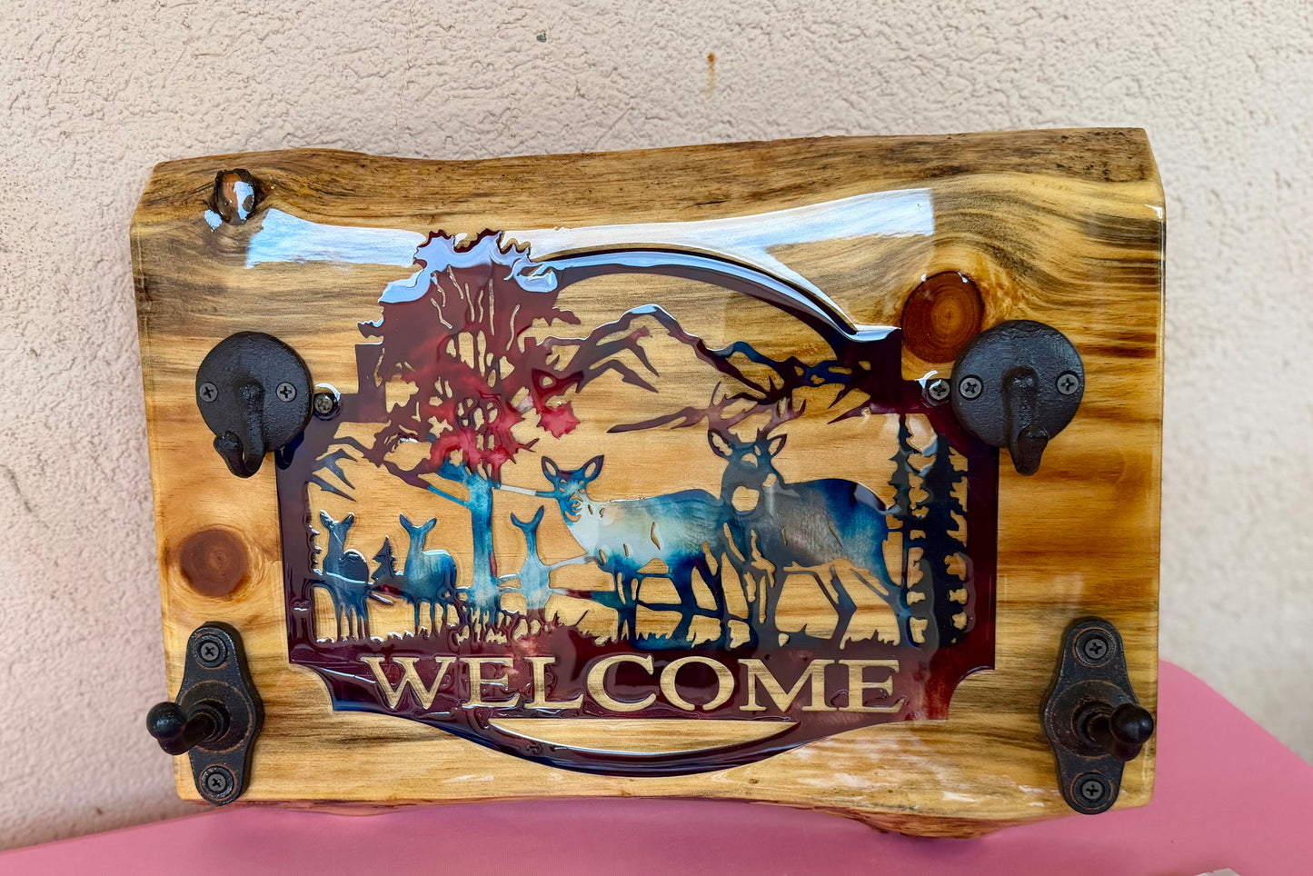 Rustic Wildlife Welcome Coat Rack