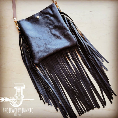 MEDIUM Crossbody Handbag Brown Metallic Leather Fringe 511n