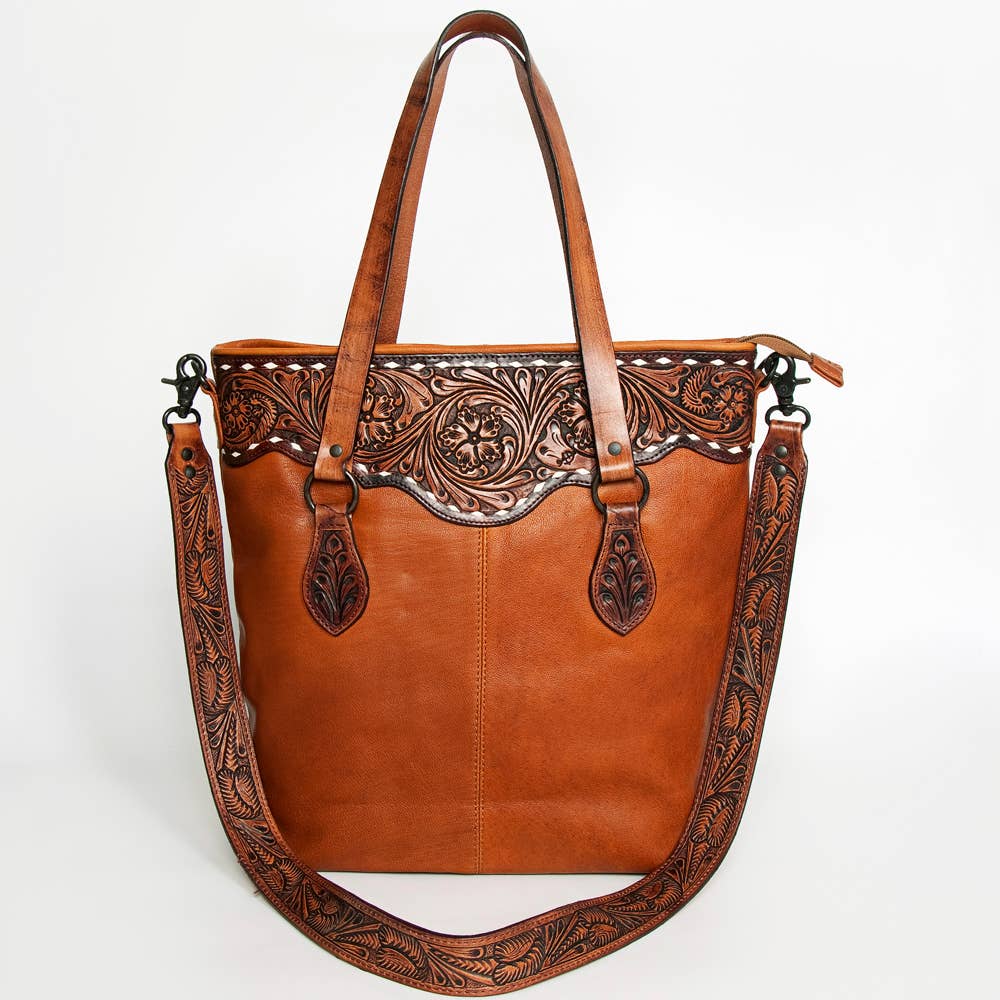 Western Chic Genuine Leather Tote Bag for Women