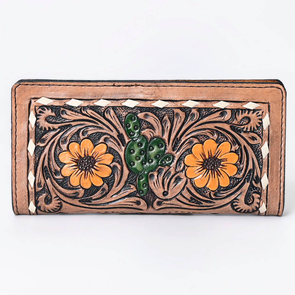 G201 WALLET Hand Tooled  Leather women bag purse