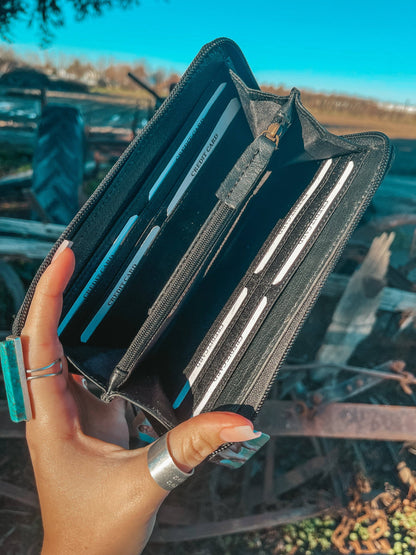 The Shania Sunflower Cowhide Wallet a Haute Southern Hyde