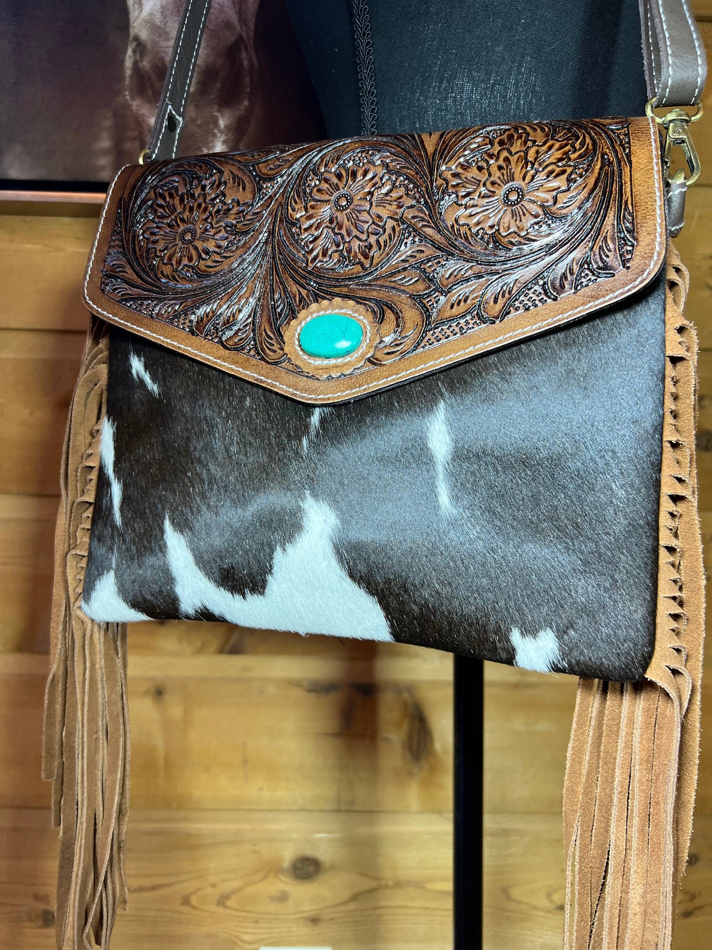 Turquoise Inlay Tooled Leather Western Envelope Purse