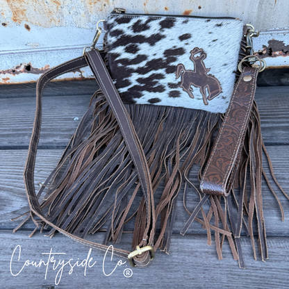 Rodeo Rider Cowhide Purse Crossbody with Wristlet