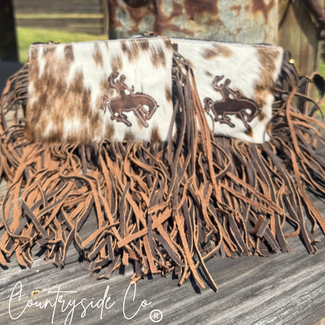 Rodeo Rider Cowhide Purse Crossbody with Wristlet