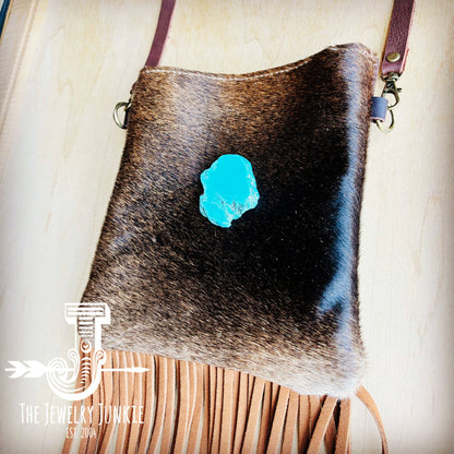 Small Crossbody Handbag Hair Hide w/ Turquoise & Fringe 514b