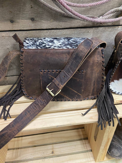 Cowhide and Leather Western Boho Purse