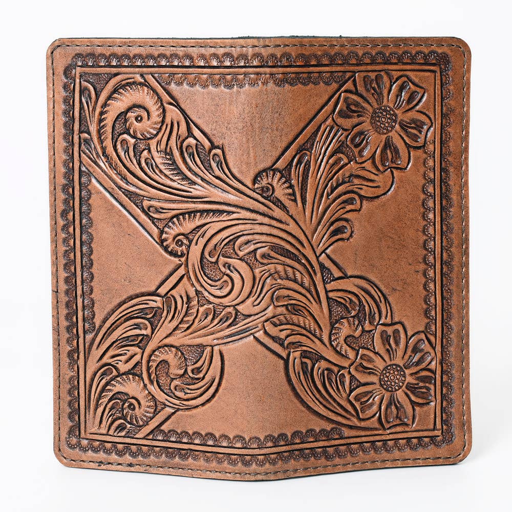 G215 WALLET Hand Tooled  Leather women bag purse