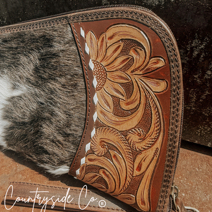Handmade Tooled Leather and Cowhide Case