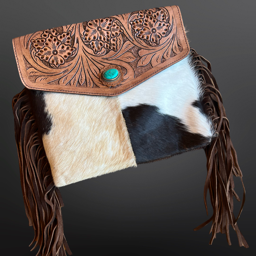 Turquoise Inlay Tooled Leather Western Envelope Purse