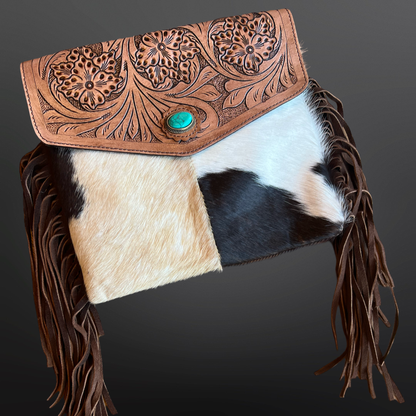 Turquoise Inlay Tooled Leather Western Envelope Purse