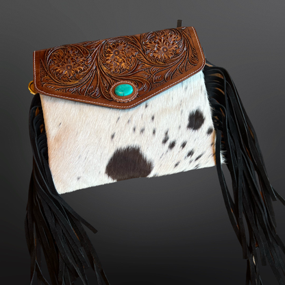 Turquoise Inlay Tooled Leather Western Envelope Purse