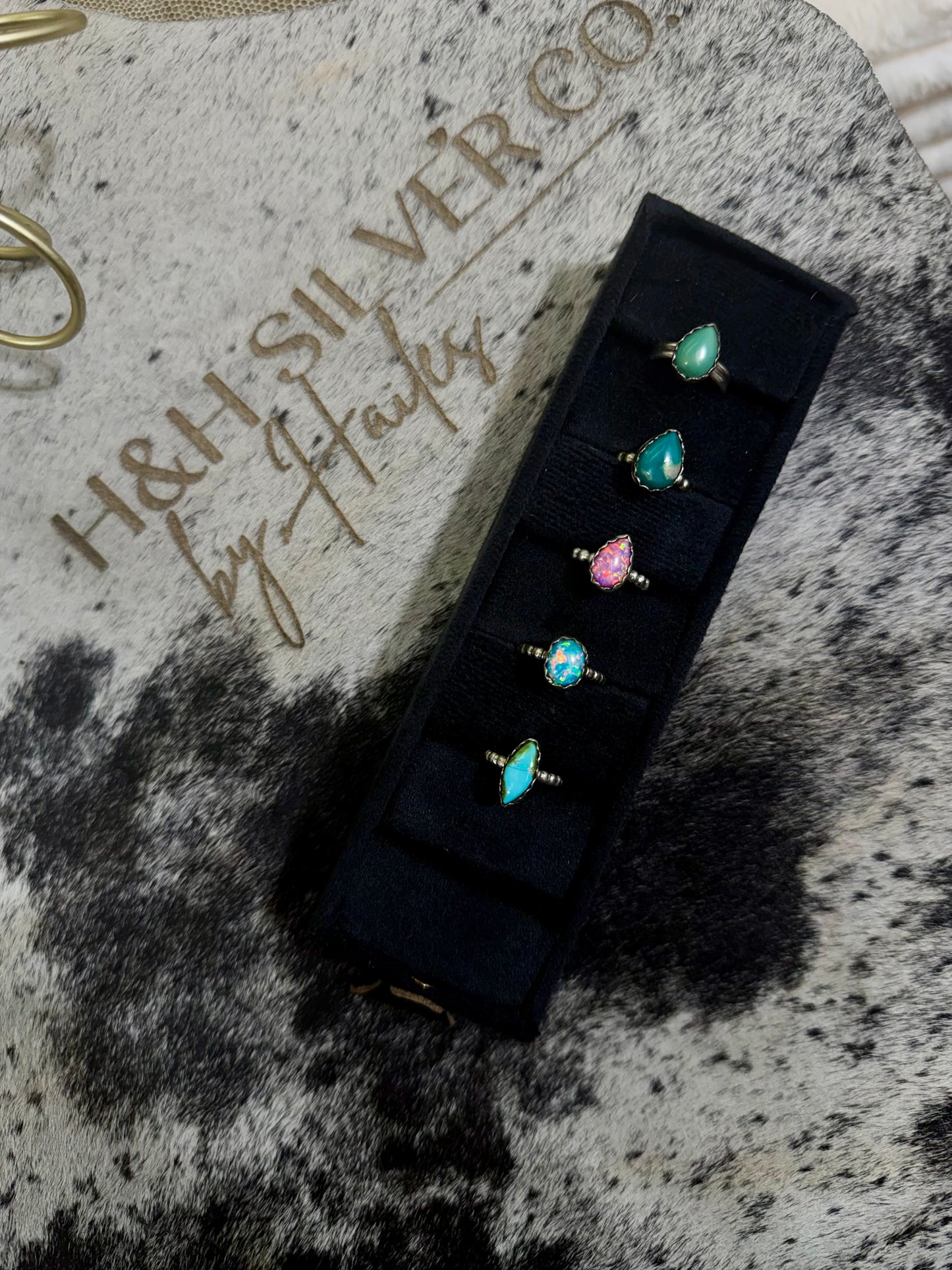 Opal & Turquoise Dainty Rings