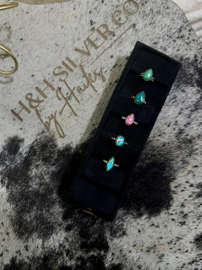 Opal & Turquoise Dainty Rings
