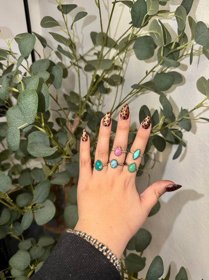 Opal & Turquoise Dainty Rings
