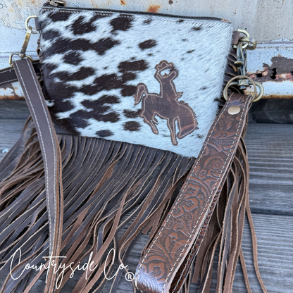 Rodeo Rider Cowhide Purse Crossbody with Wristlet