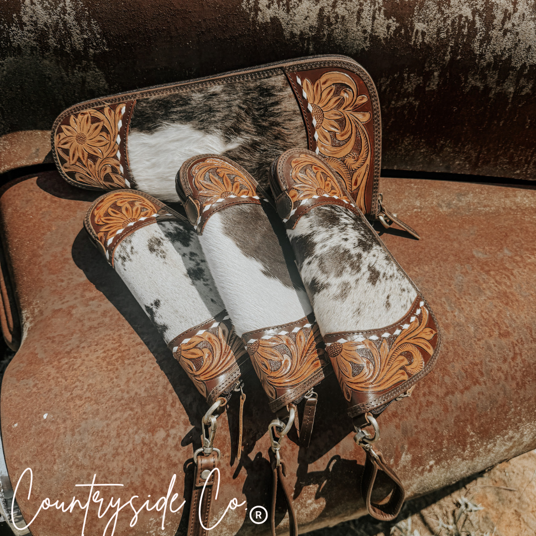Handmade Tooled Leather and Cowhide Case