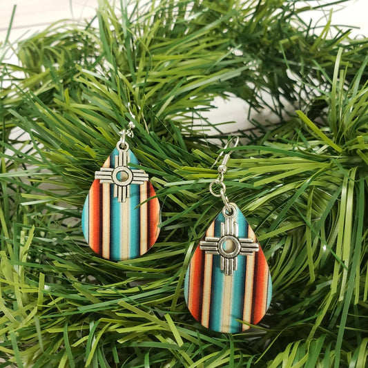 Zia Earrings, Natural Serape Print Earring, Southwestern Ea