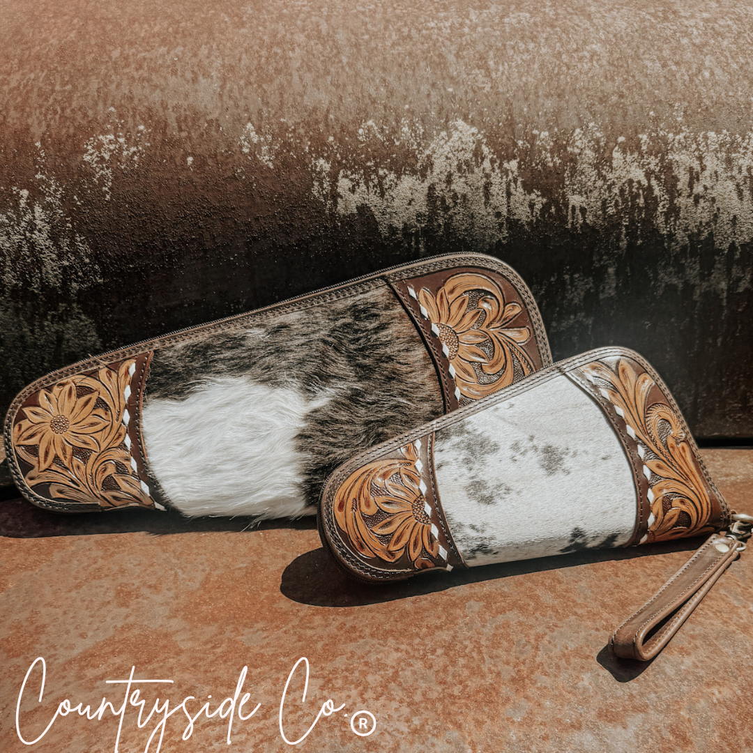 Handmade Tooled Leather and Cowhide Case