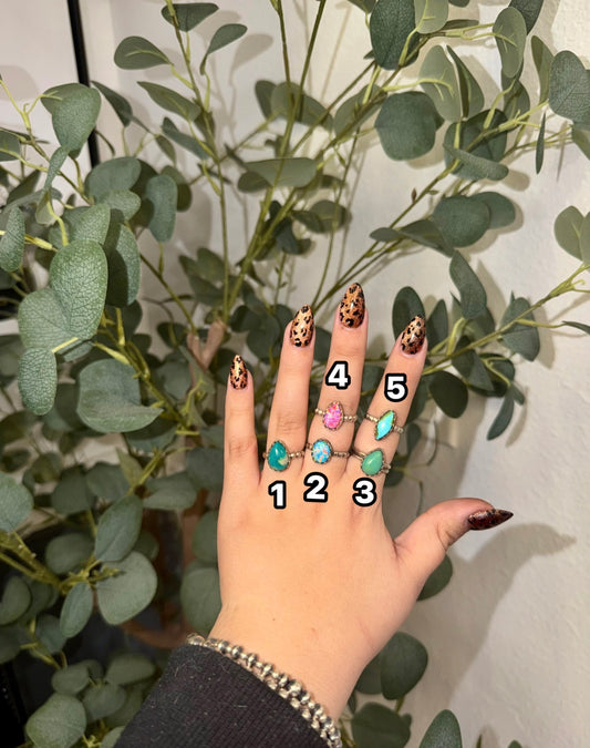 Opal & Turquoise Dainty Rings