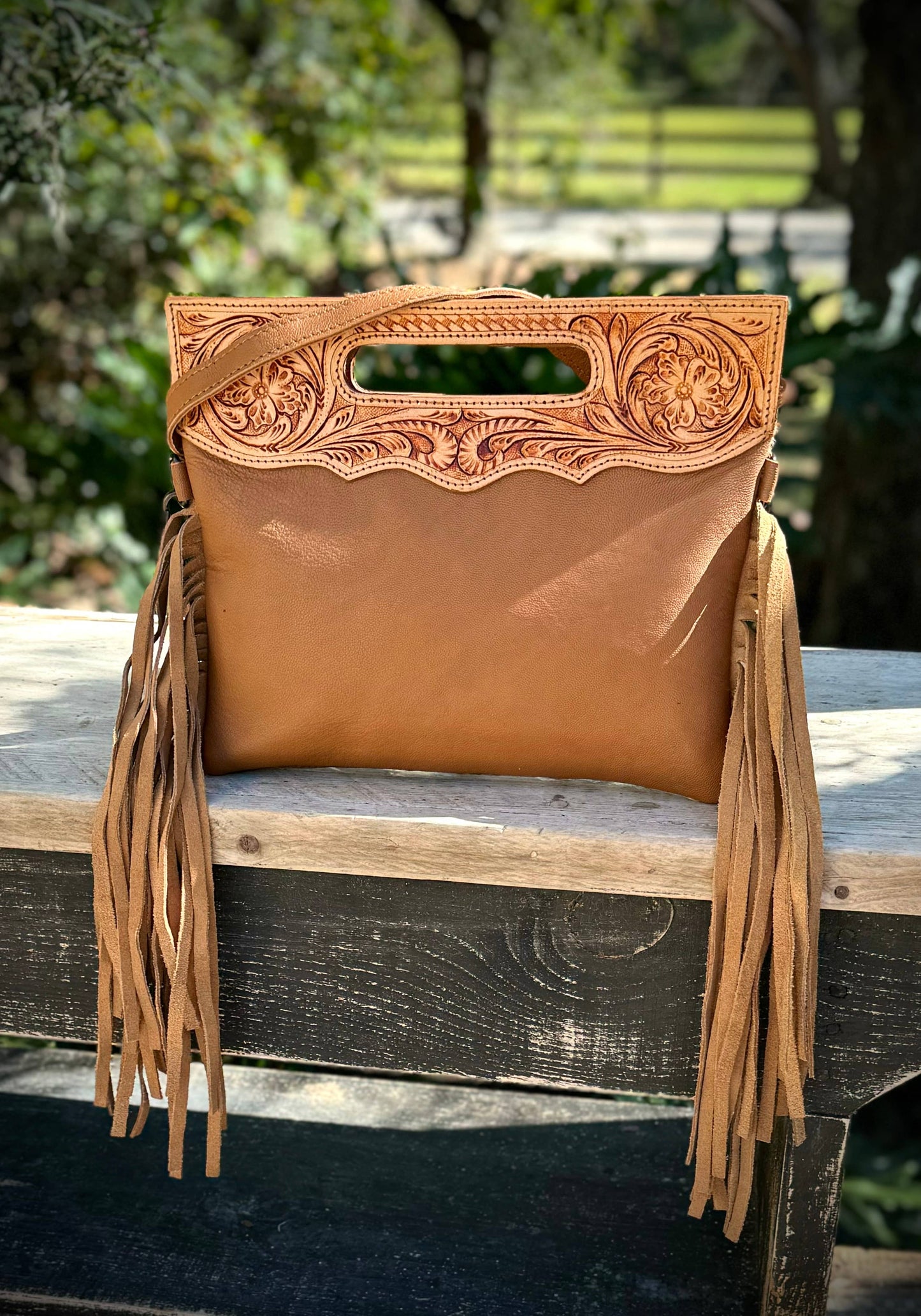 Upcycled LV Cowhide Leather Crossbody Clutch Bag Western