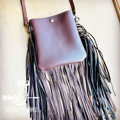 **Small Crossbody Handbag w/ Turquoise Laredo Fringe