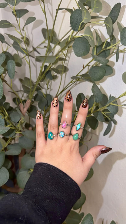 Opal & Turquoise Dainty Rings