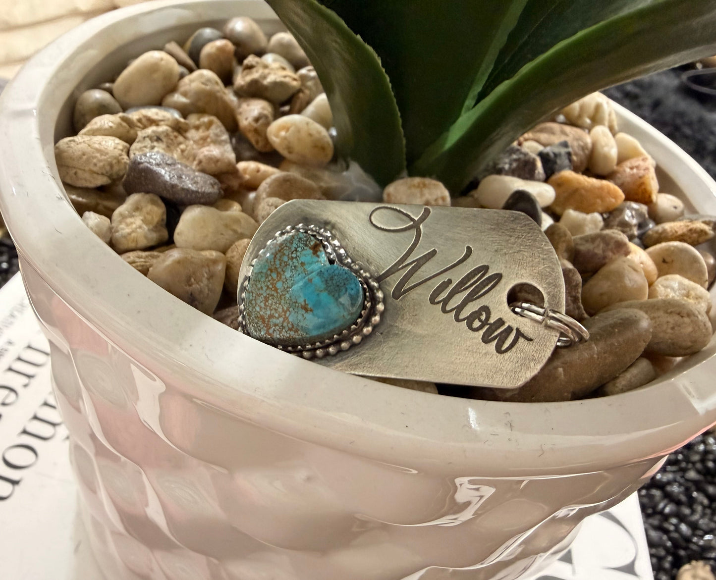 Custom Dog Tag featuring a High-Grade Kingman Turquoise Heart