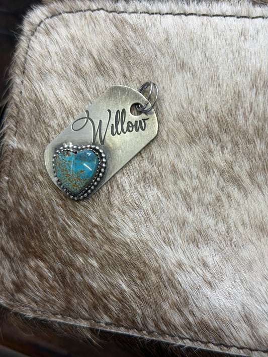 Custom Dog Tag featuring a High-Grade Kingman Turquoise Heart