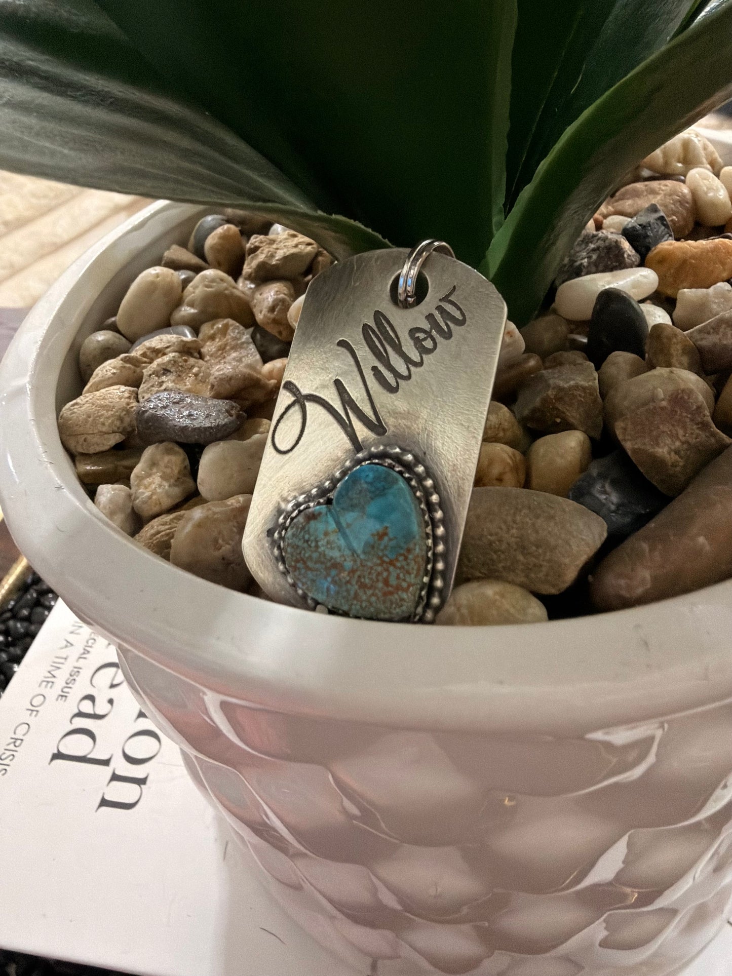 Custom Dog Tag featuring a High-Grade Kingman Turquoise Heart