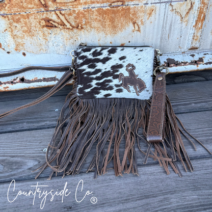 Rodeo Rider Cowhide Purse Crossbody with Wristlet