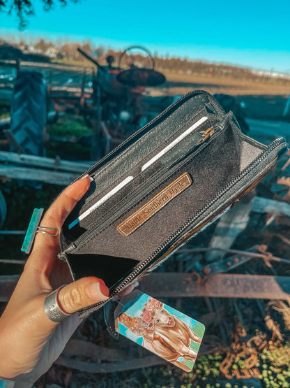 The Shania Sunflower Cowhide Wallet a Haute Southern Hyde