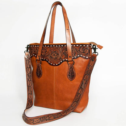 Western Chic Genuine Leather Tote Bag for Women