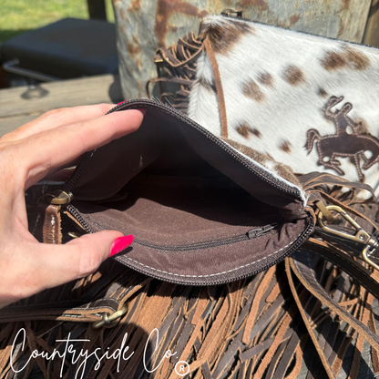 Rodeo Rider Cowhide Purse Crossbody with Wristlet