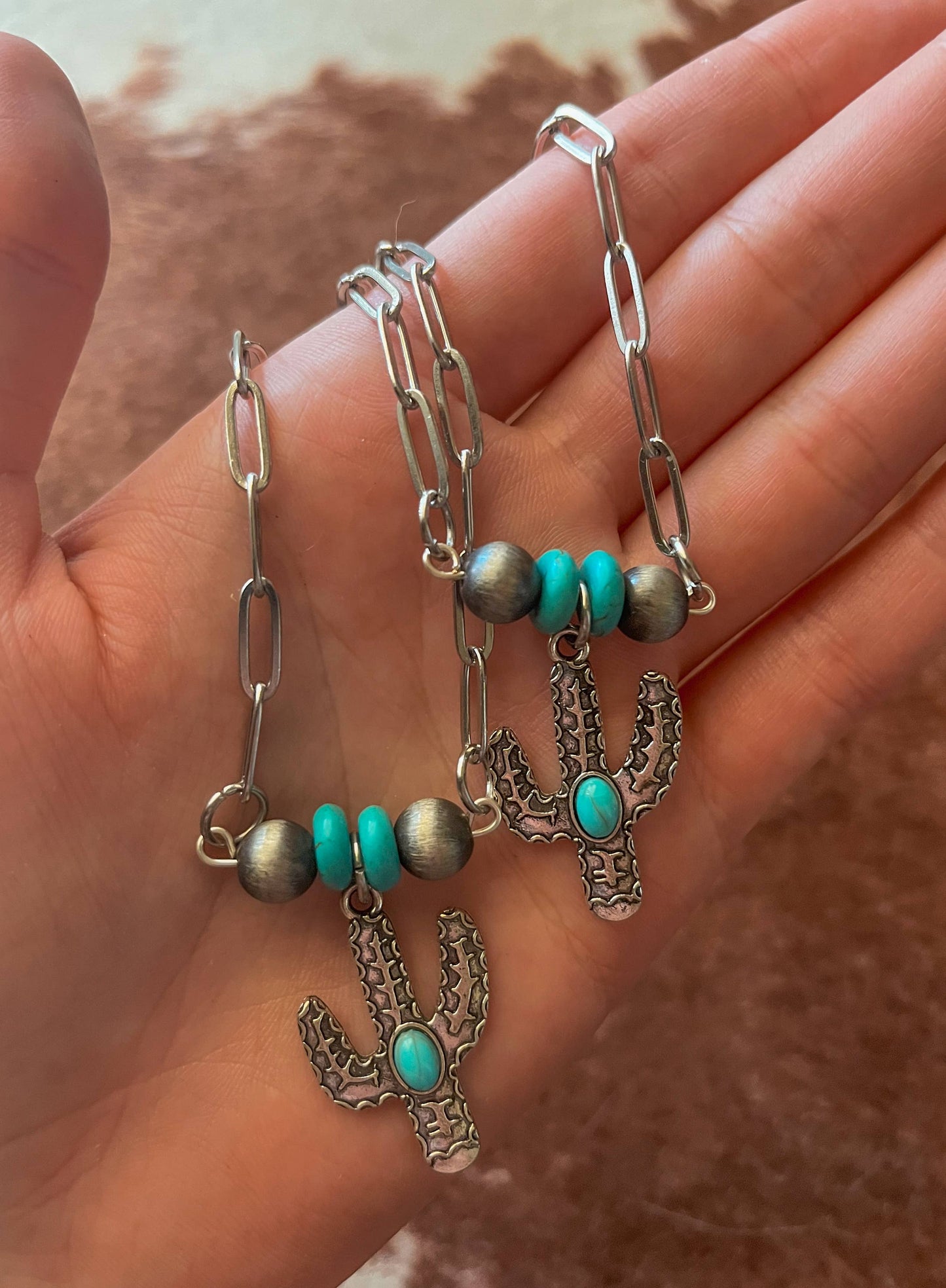 Western Cowgirl Bar Necklace Turquoise/Navajo Pearl Charm