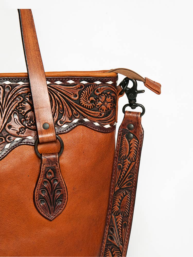 Western Chic Genuine Leather Tote Bag for Women